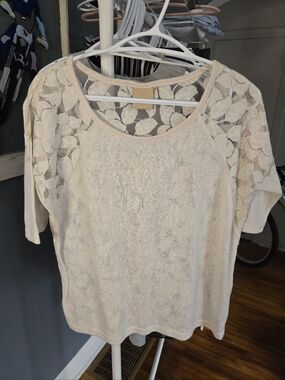 Lace Back Short Sleeve Top